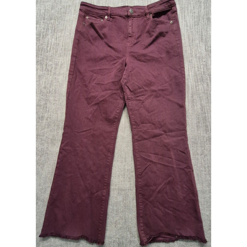 American Eagle Next Level Stretch women's hi-rise crop flare maroon jeans sz 16